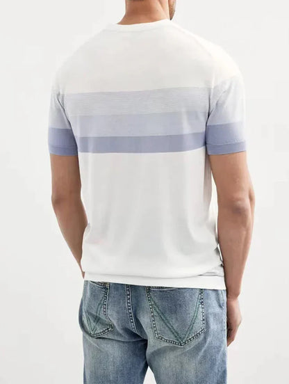 Herren T-Shirt Kurzarm Gestreift – Strick Regular Fit
