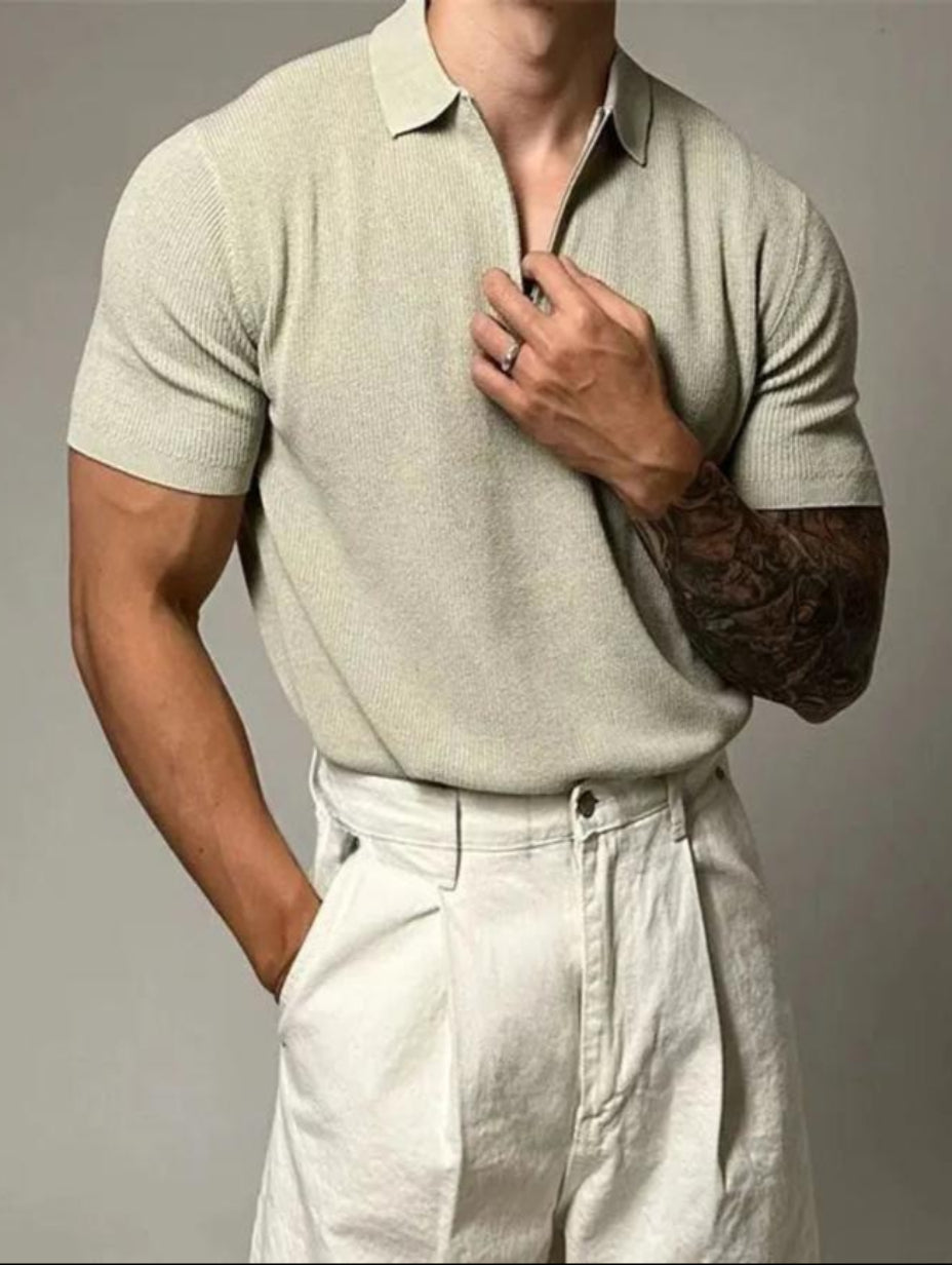 Herren Sommer-Poloshirt Kurzarm – Halbreißverschluss mit Reverskragen
