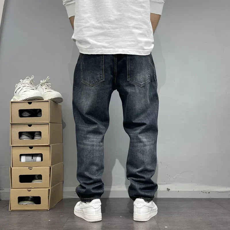 Herren Patchwork-Jeans mit Cargotaschen und konischem Schnitt