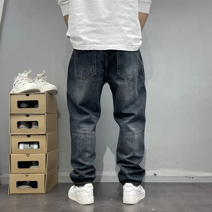 Herren Patchwork-Jeans mit Cargotaschen und konischem Schnitt