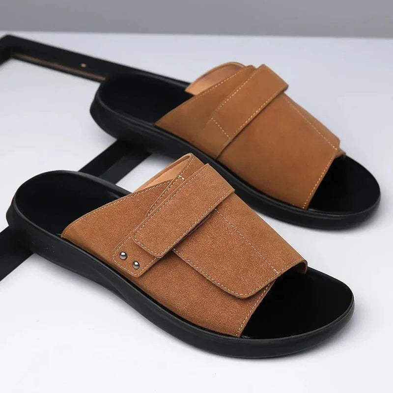 Men's Summer Sandals with Adjustable Strap, Shaped Footbed, and Orthopedic Sole
