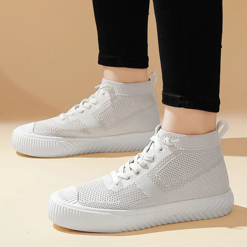 Herren-High-Top-Sneaker Mit Strickobermaterial, Orthopädischer Innensohle Und Ohne Schnürung