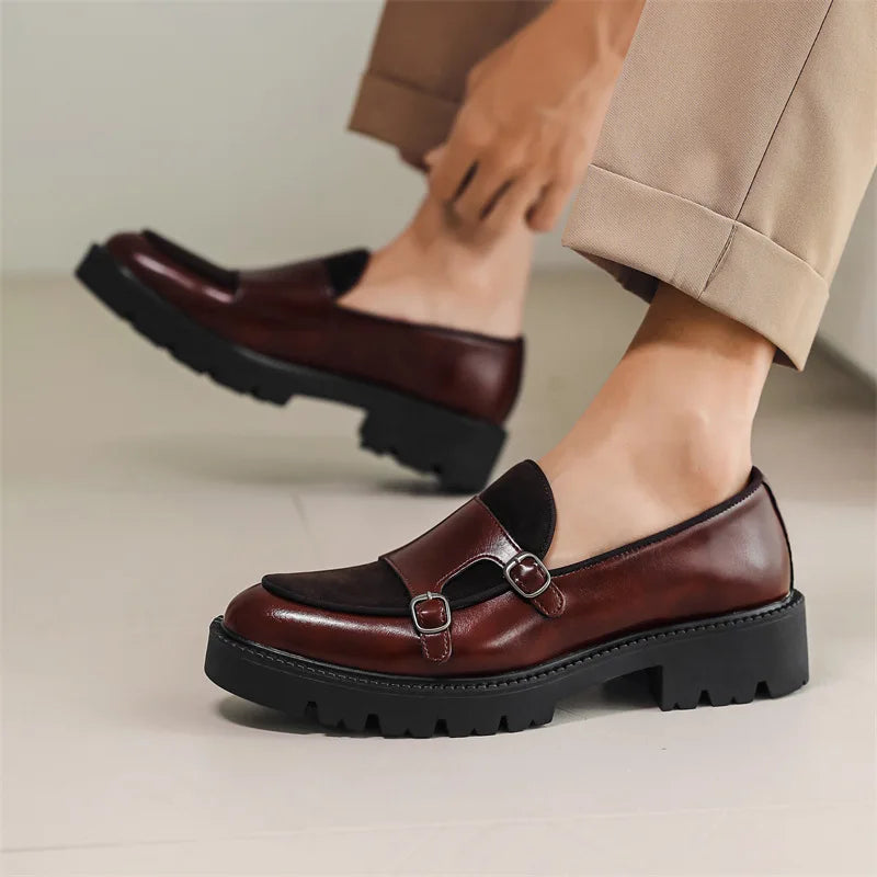 Herren-Loafer mit Doppelriemen und massiver Gummisohle