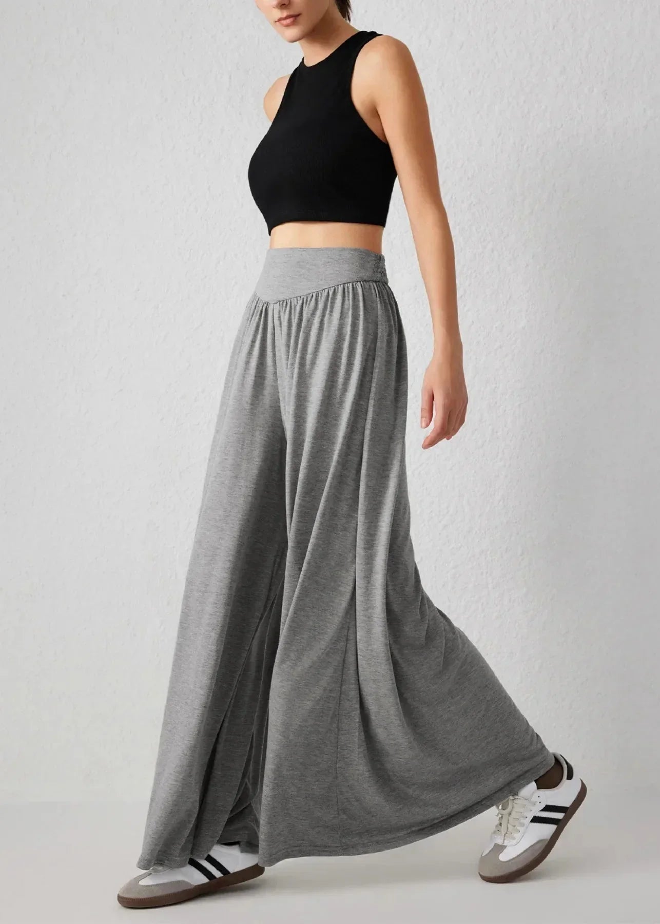 Damen Weite Hose mit Smockbund