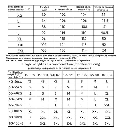 Men's and Women's Winter Ski Pants Windproof Waterproof with Waist Protection