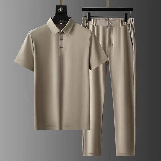 Herren Sommer-Lounge-Set Kurzarmhemd Mit Faltenhose