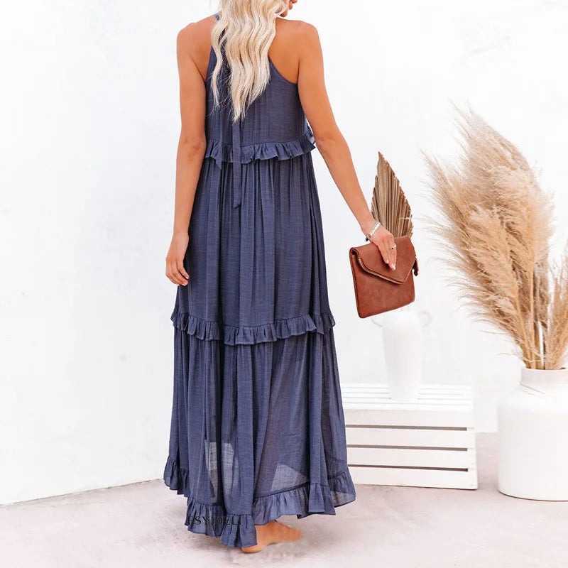 Damen Sommerkleid ohne Ärmel mit Rüschendetails