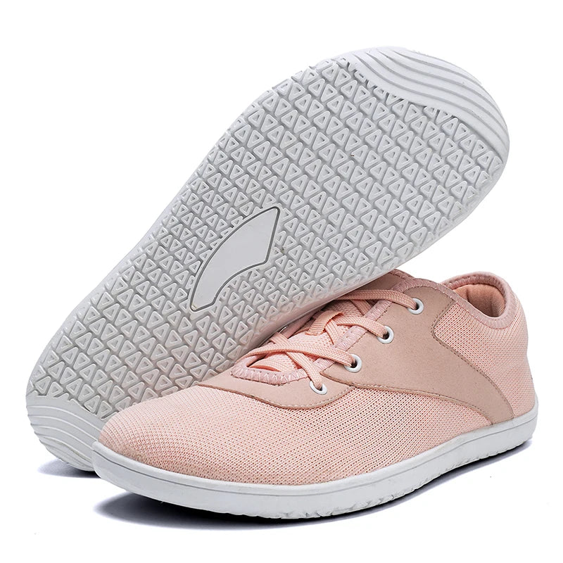 Rosa Sneaker mit weißer Sohle, Damen-Freizeitschuh, atmungsaktives Mesh, sportlich, modisch, ideal für Alltag und Fitness.