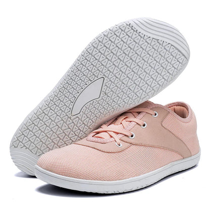 Rosa Sneaker mit weißer Sohle, Damen-Freizeitschuh, atmungsaktives Mesh, sportlich, modisch, ideal für Alltag und Fitness.