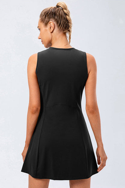 Damen Tennis Kleid Ärmellos Integrierte Shorts Taschen