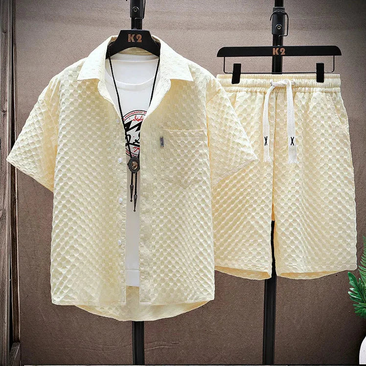 Herren Sommer Set mit Reißverschluss Poloshirt und Shorts