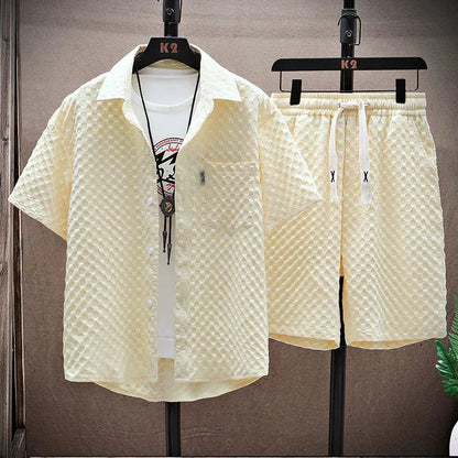Herren Sommer Set mit Reißverschluss Poloshirt und Shorts