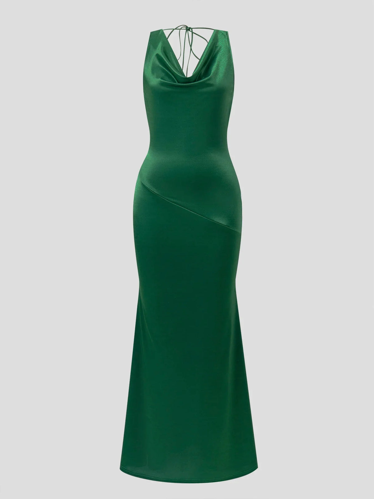 Damen-Abendkleid in Maxilänge mit elegantem Wasserfallkragen, Vorderansicht