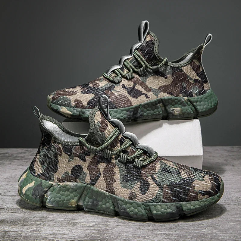Men's Sneakers Breathable Mesh Camouflage Design Thick Sole