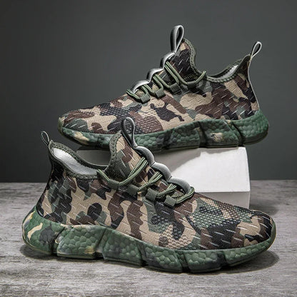 Men's Sneakers Breathable Mesh Camouflage Design Thick Sole