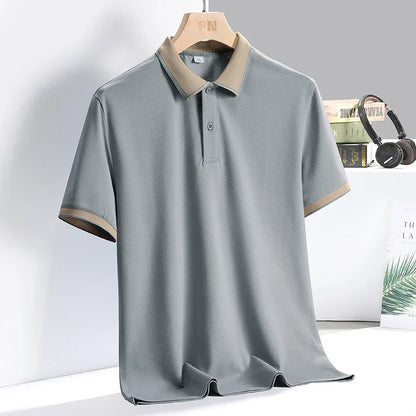Men's polo shirt with contrasting trim and tailored fit
