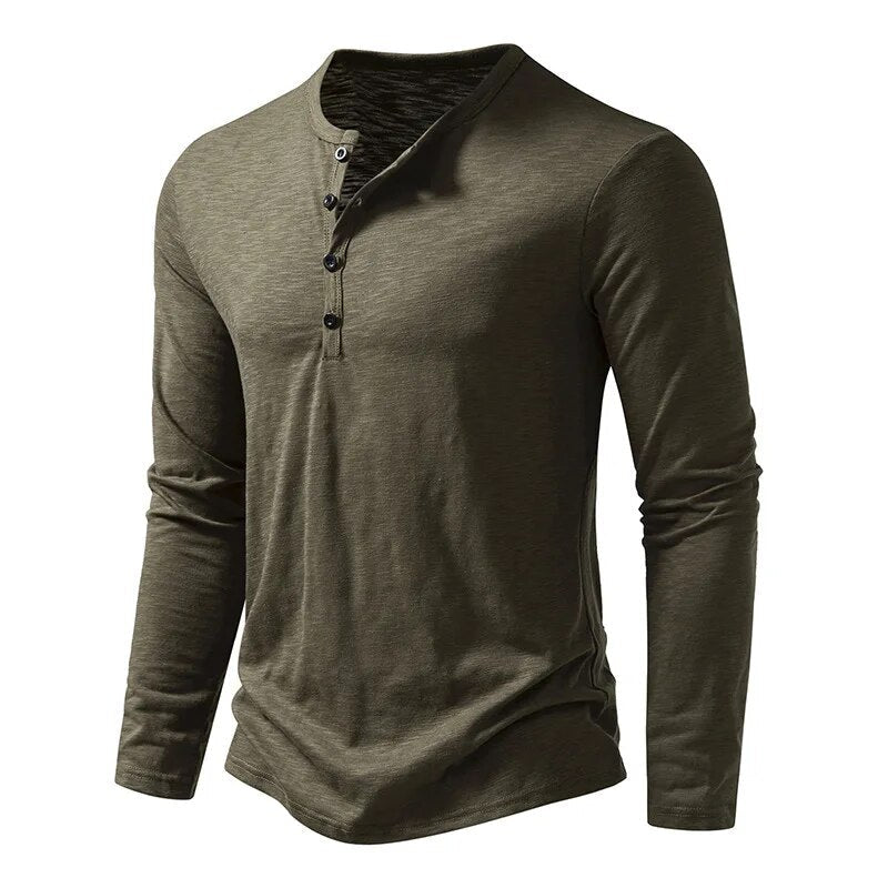 Herren Henley Shirt mit Schmaler Passform und Langarm