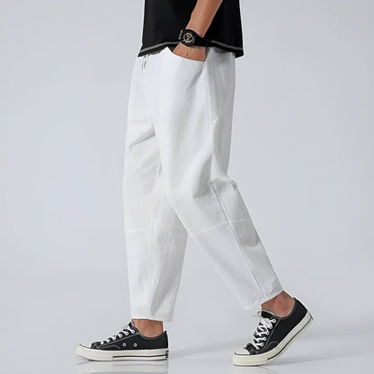 Herren Cropped Hose mit Relaxed Fit und Kordelzugbund – Atmungsaktives Design