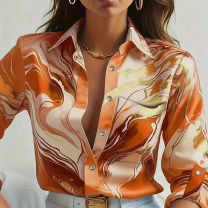 Women's Shirt with Marble Print Flowing Fit