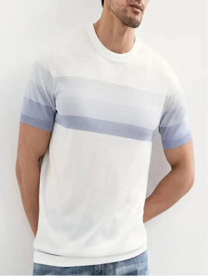 Herren T-Shirt Kurzarm Gestreift – Strick Regular Fit