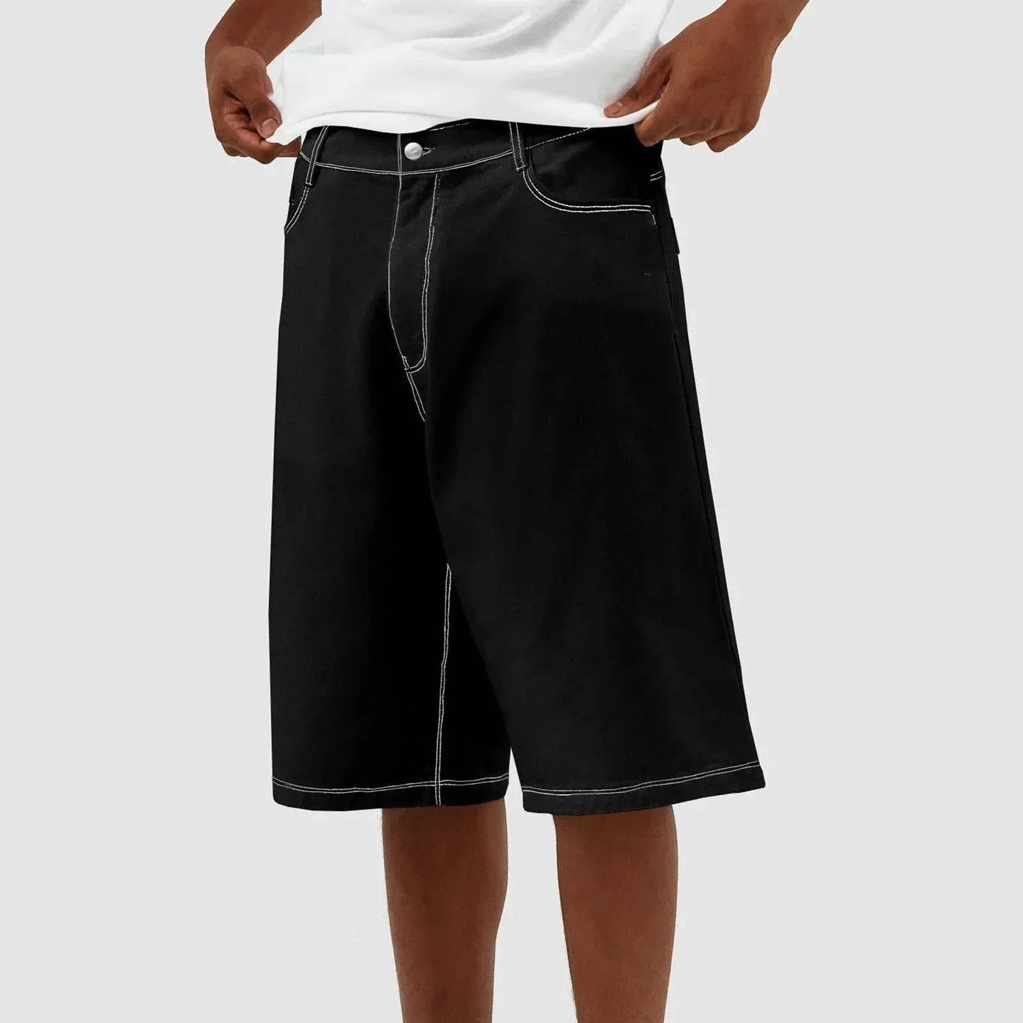 Herren Shorts Im Baggy Fit Unterhalb Des Knies Mit Vintage-Waschung