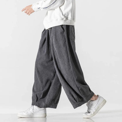 Herren Cordhosen mit weitem Bein und Kordelzug