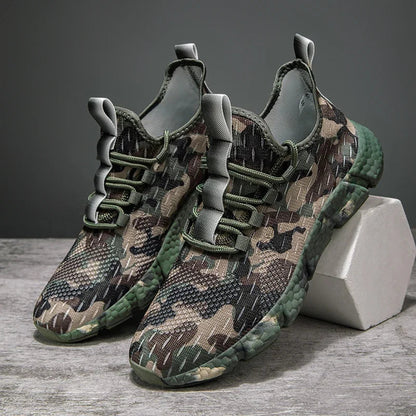Men's Sneakers Breathable Mesh Camouflage Design Thick Sole