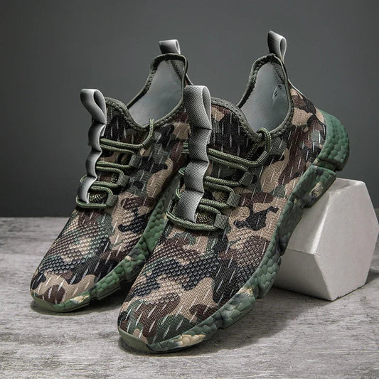 Herren Sneakers Atmungsaktives Mesh Camouflage Design Dicke Sohle