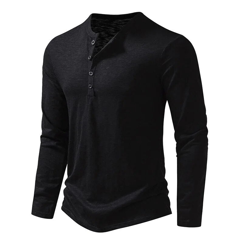 Herren Henley Shirt mit Schmaler Passform und Langarm