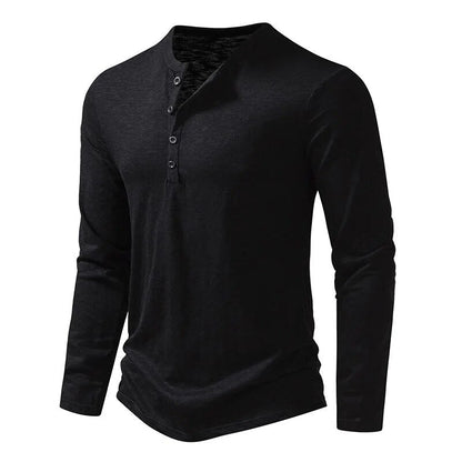 Herren Henley Shirt mit Schmaler Passform und Langarm