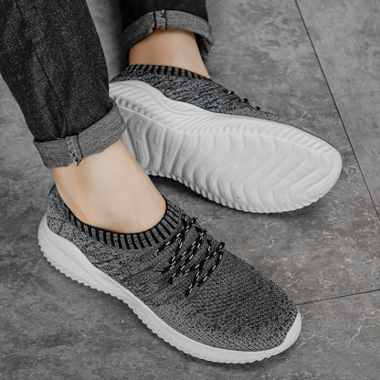 Men's Mesh Sneakers with Stretch Collar and Rubber Sole