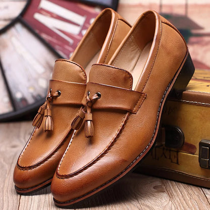 Herren Loafer Slip On Doppelquaste Satin Optik Glänzendes Obermaterial