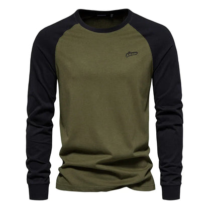 Men's Autumn Long-Sleeve Shirt with Raglan Sleeves and Slim Fit