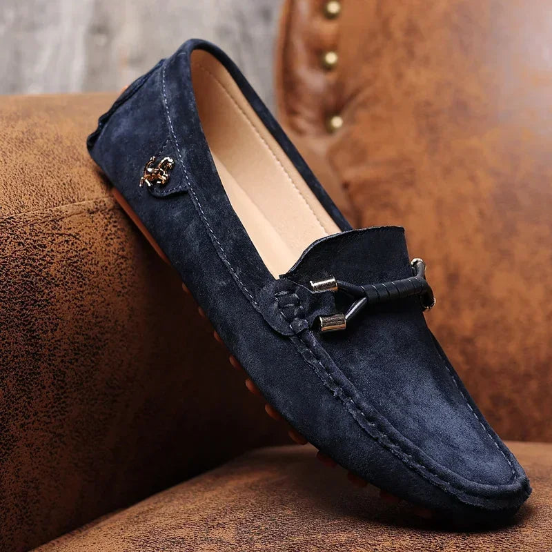 Men's Loafer Soft Surface Coiled Strap Moc Toe
