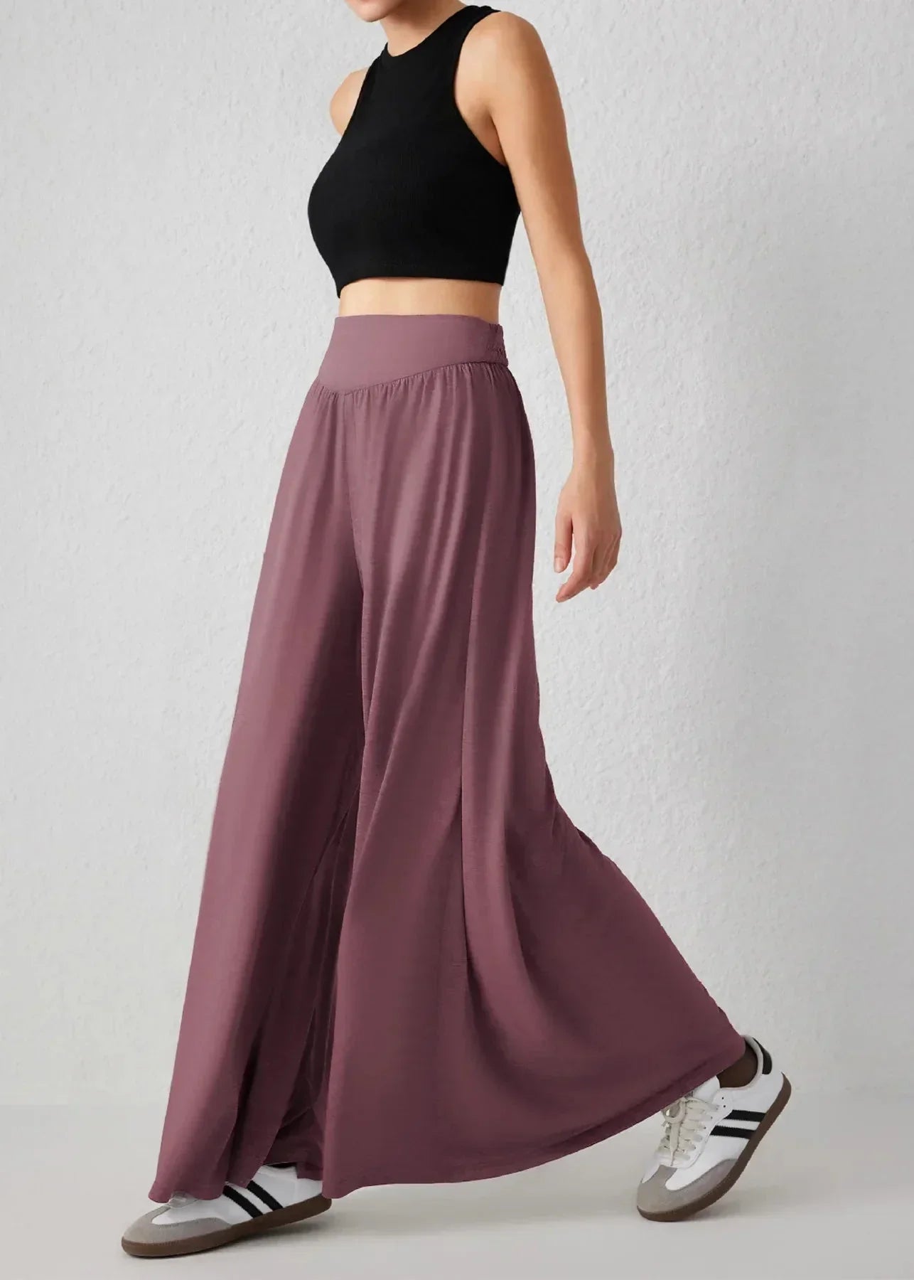 Damen Weite Hose mit Smockbund