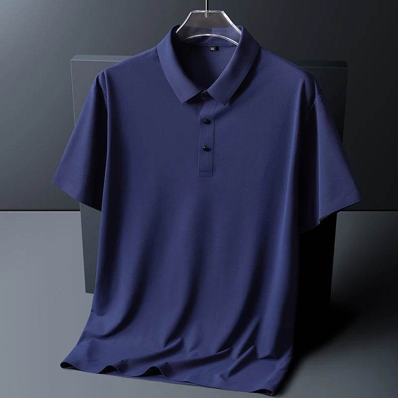 Men's polo shirt with moisture-wicking stretch function and wrinkle-resistant fit