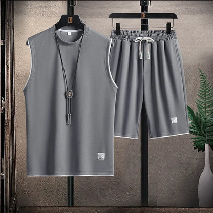 Herren Sommer Set mit Ärmellosem Oberteil und Kordelzug Shorts