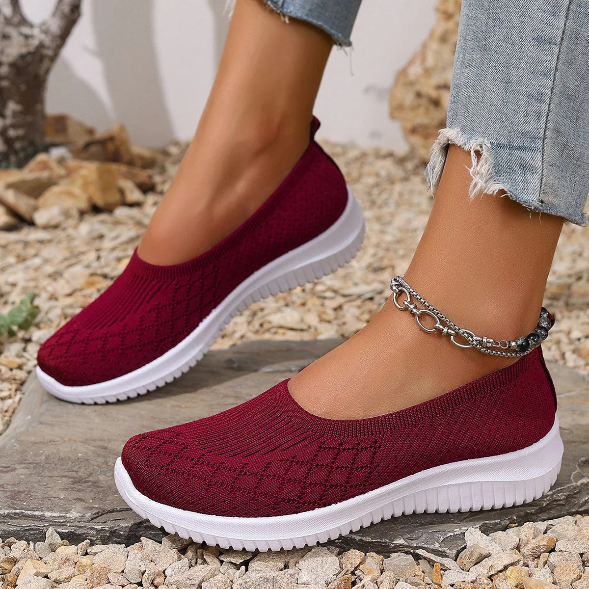 Damen Sommer Hausschuhe Atmungsaktiv Slip-On Rutschfest Fußunterstützung