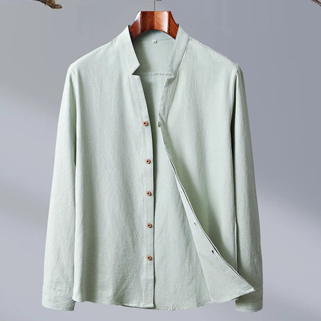 Herren Sommerhemd Stehkragen Angepasste Passform