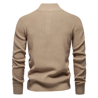 Men's sweater with button design and ribbed edges