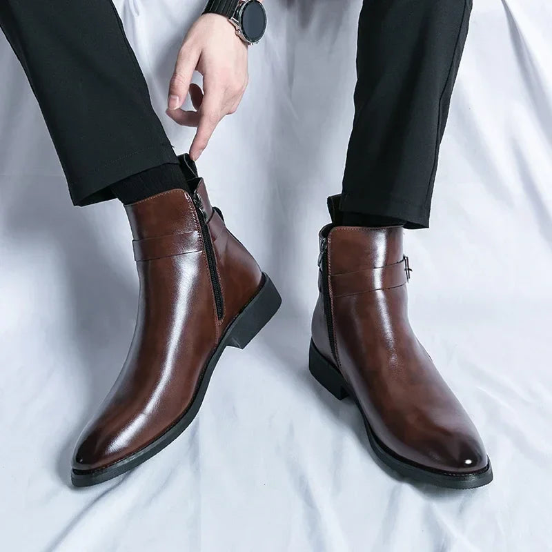 Herren-Chelsea-Boots mit seitlichem Reißverschluss und Gummiaußensohle