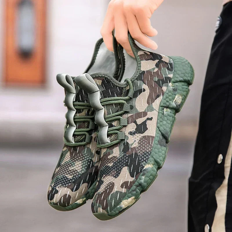 Men's Sneakers Breathable Mesh Camouflage Design Thick Sole