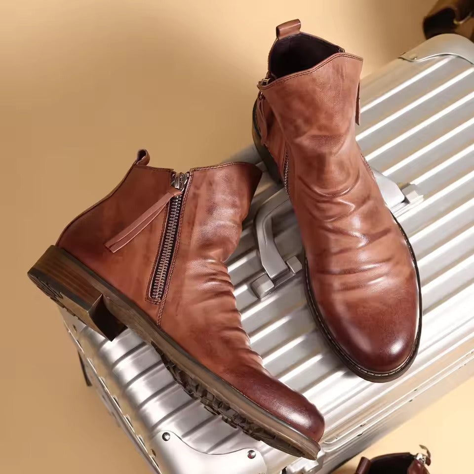 Herren-Chelsea-Boots mit strukturiertem Obermaterial und elastischen Seiteneinsätzen