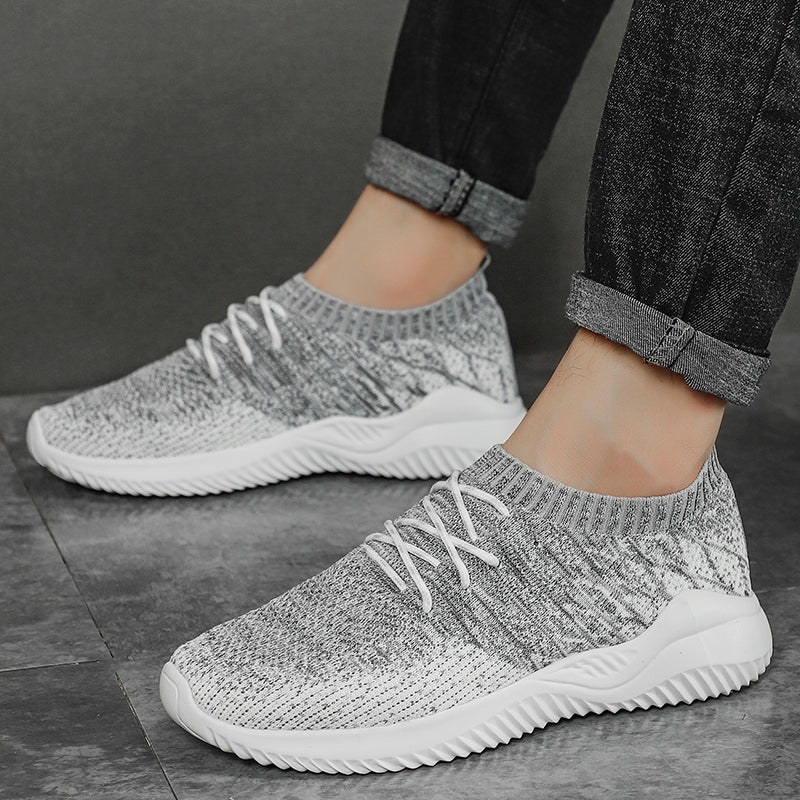 Men's Mesh Sneakers with Stretch Collar and Rubber Sole