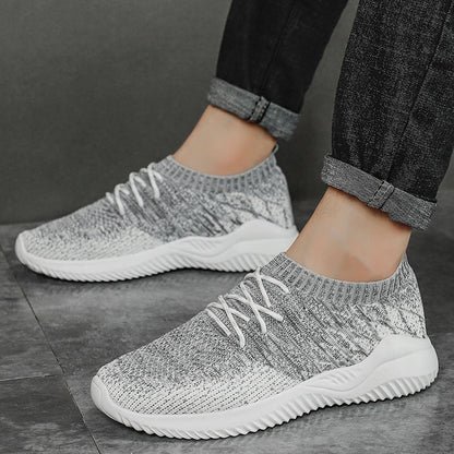 Men's Mesh Sneakers with Stretch Collar and Rubber Sole