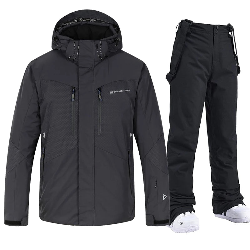 Herren Winter Skianzug Wasserdichte Schneejacke Mit Kapuze Und Weiten Hosen