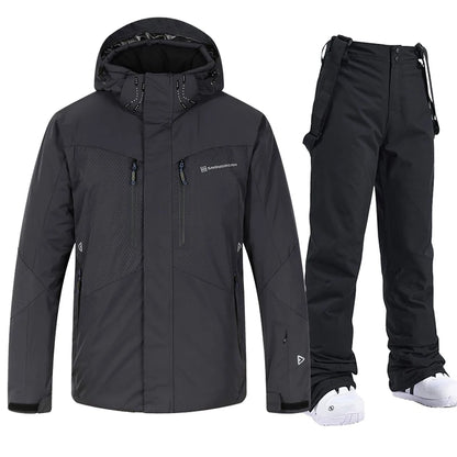 Herren Winter Skianzug Wasserdichte Schneejacke Mit Kapuze Und Weiten Hosen