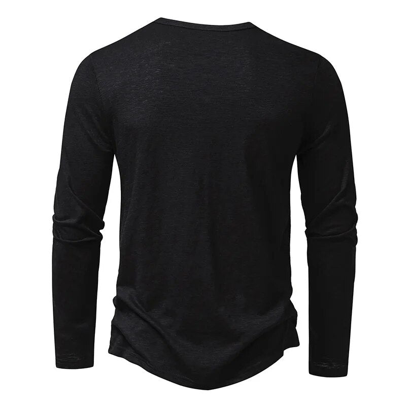 Herren Henley Shirt mit Schmaler Passform und Langarm