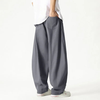 Herren Jogginghose mit Weitem Bein – Kordelzug Lockerer Schnitt