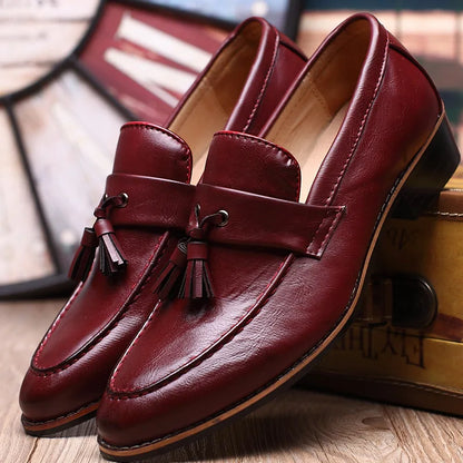 Herren Loafer Slip On Doppelquaste Satin Optik Glänzendes Obermaterial